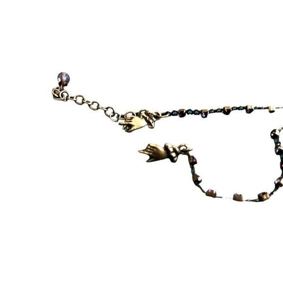 Vintage Mary Demarco handmade brass necklace with purple and pink stones - Picture 8 of 16